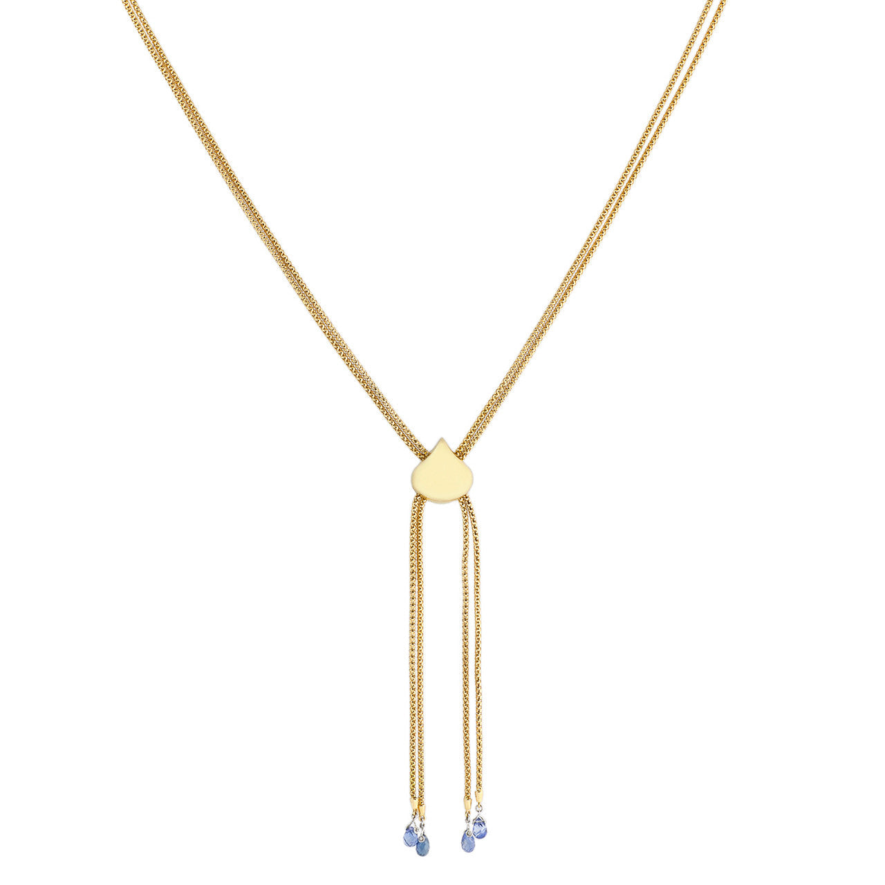 Exclusive 18K Gold Sapphire Diamond Lariat Necklace — Side View