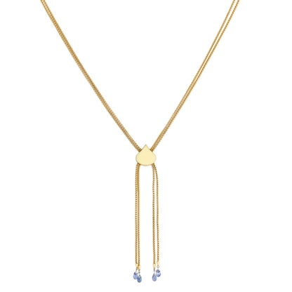 Exclusive 18K Gold Sapphire Diamond Lariat Necklace — Side View