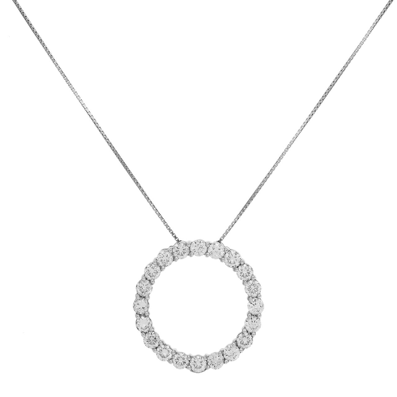 Exclusive 5.08ct Natural Earth Mined Diamond Eternity Circle Necklace, 14k White Gold — Front View