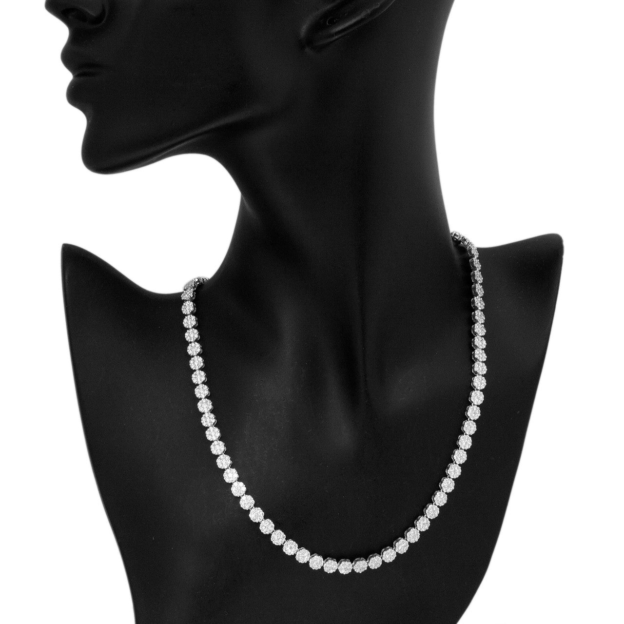 Exclusive 18K White Gold 12.06 Carat Diamond Riviere Necklace — Back View
