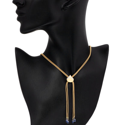 Exclusive 18K Gold Sapphire Diamond Lariat Necklace — Top View