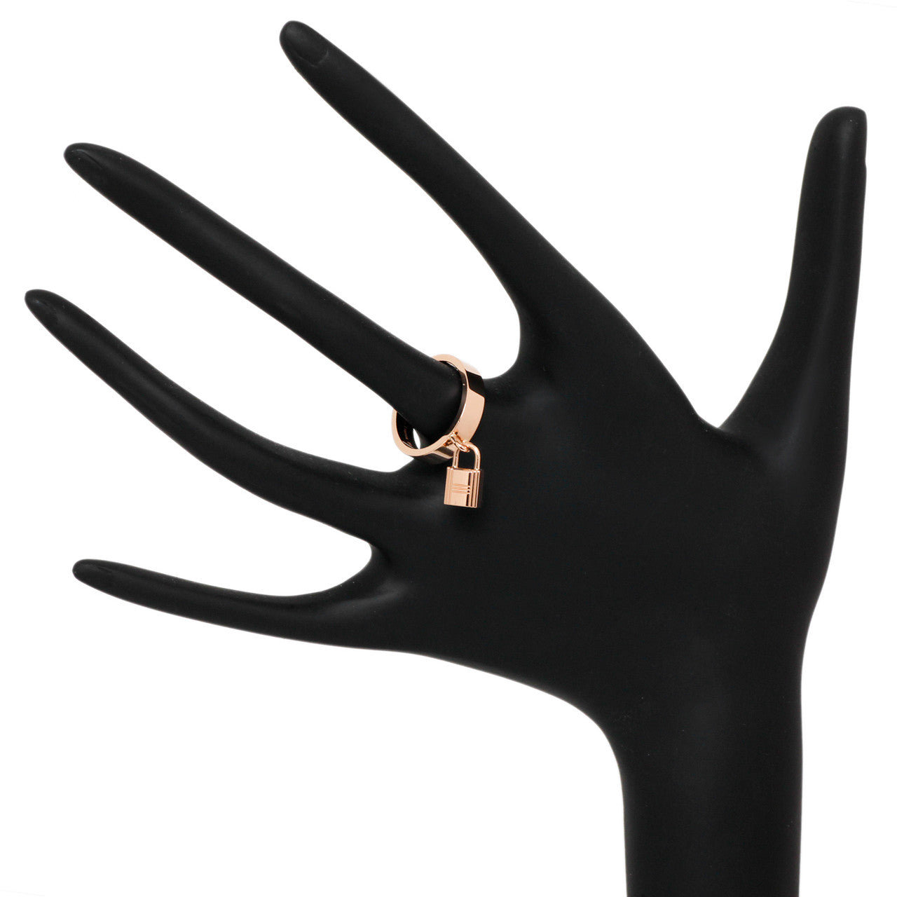 Exclusive Hermes 18K Rose Gold Medium Clochette Ring — Detail View