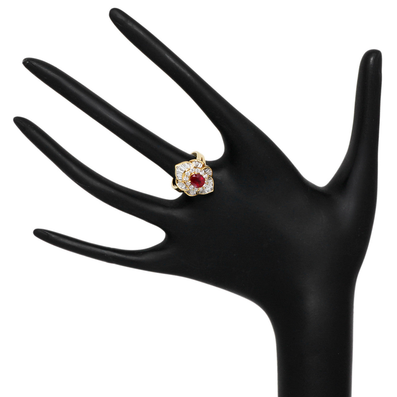 Exclusive 18K Yellow Gold 1.25 Carat Ruby Diamond Ring — 3.5 — Top View