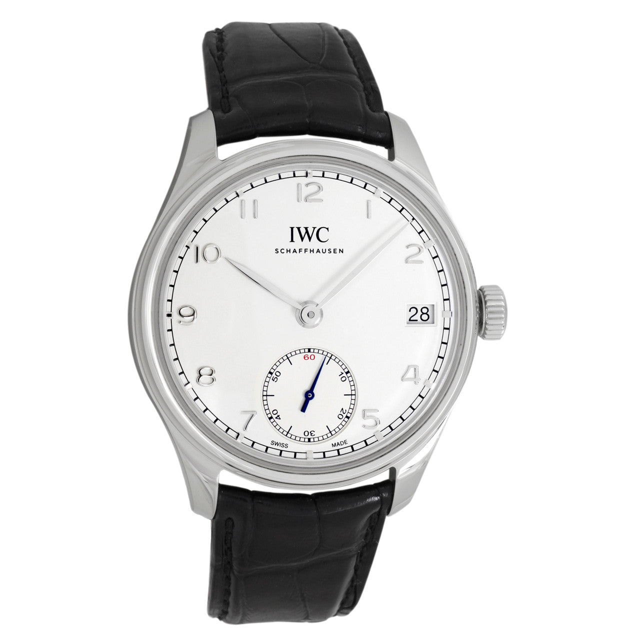 Exclusive IWC Stainless Steel Portugieser Hand-Wound Eight Days IW510203 — Front View
