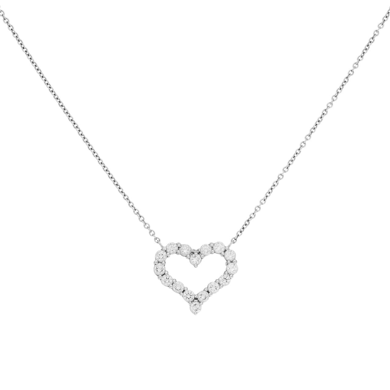 Exclusive Tiffany & Co. Platinum & Diamond  Small  Hearts Pendant — Front View