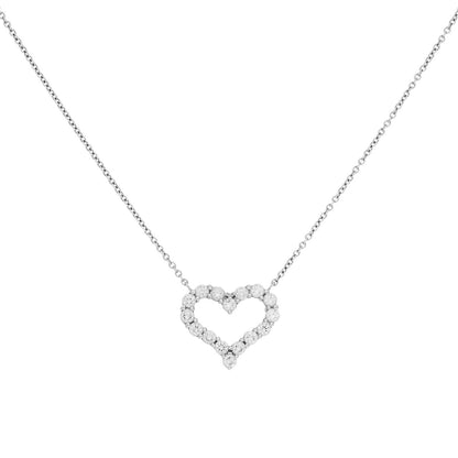 Exclusive Tiffany & Co. Platinum & Diamond  Small  Hearts Pendant — Front View