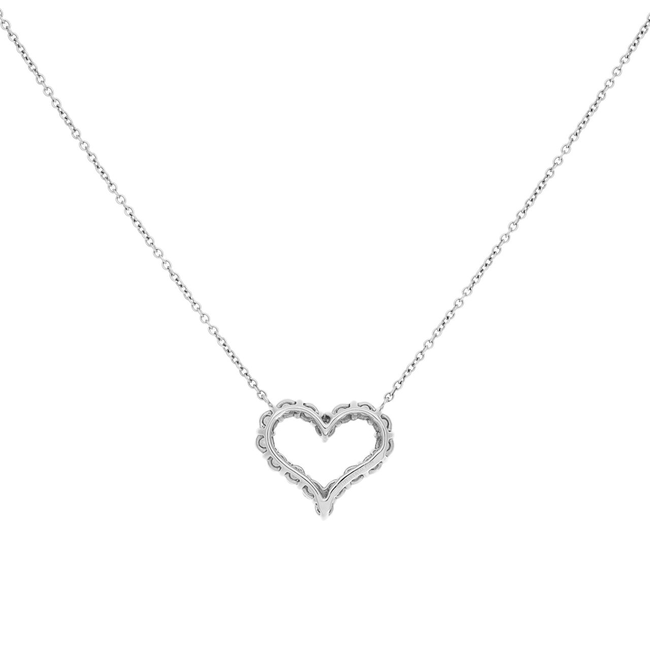 Exclusive Tiffany & Co. Platinum & Diamond  Small  Hearts Pendant — Side View