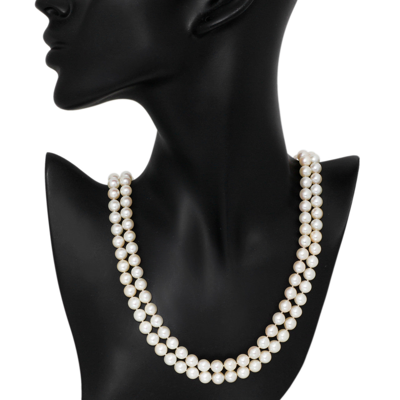 Exclusive 14K White Gold & Diamond Akoya Pearl Double Strand Necklace — Top View