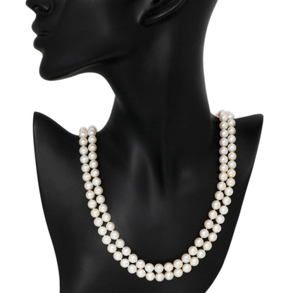 Exclusive 14K White Gold & Diamond Akoya Pearl Double Strand Necklace — Top View