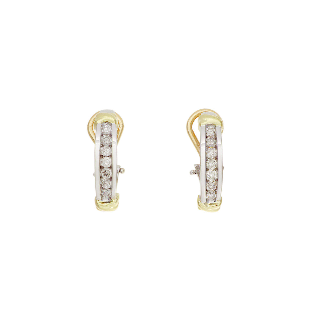 Exclusive 10K White & Yellow Gold 0.42 Carat Diamond Earrings — Front View