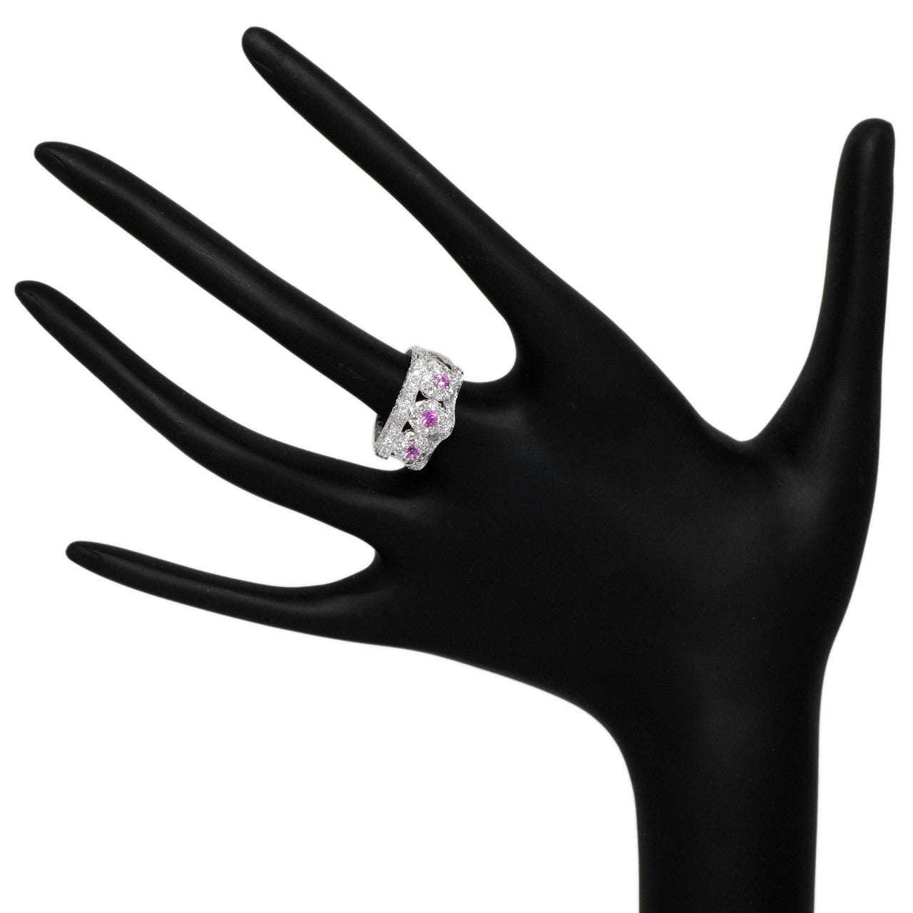 Exclusive 18K White Gold 0.38 Carat Pink Sapphire & Diamond Ring — 6 — Top View