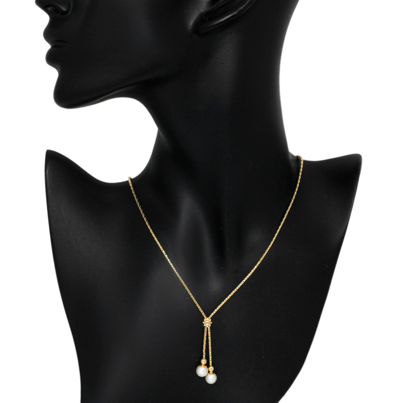 Exclusive 18K Yellow Gold Pearl Drop Pendant Necklace — Back View