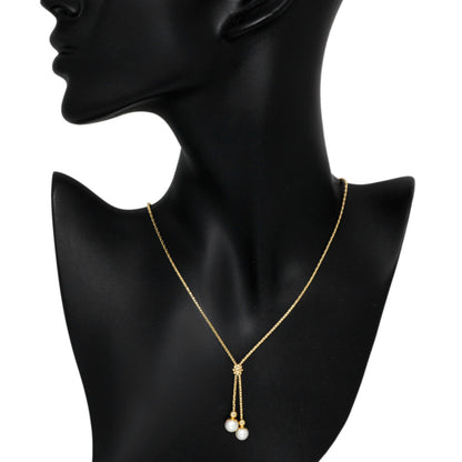 Exclusive 18K Yellow Gold Pearl Drop Pendant Necklace — Back View