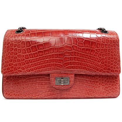 Exclusive Chanel  Red Alligator Reissue 2.55 Double Flap 226 — Back View