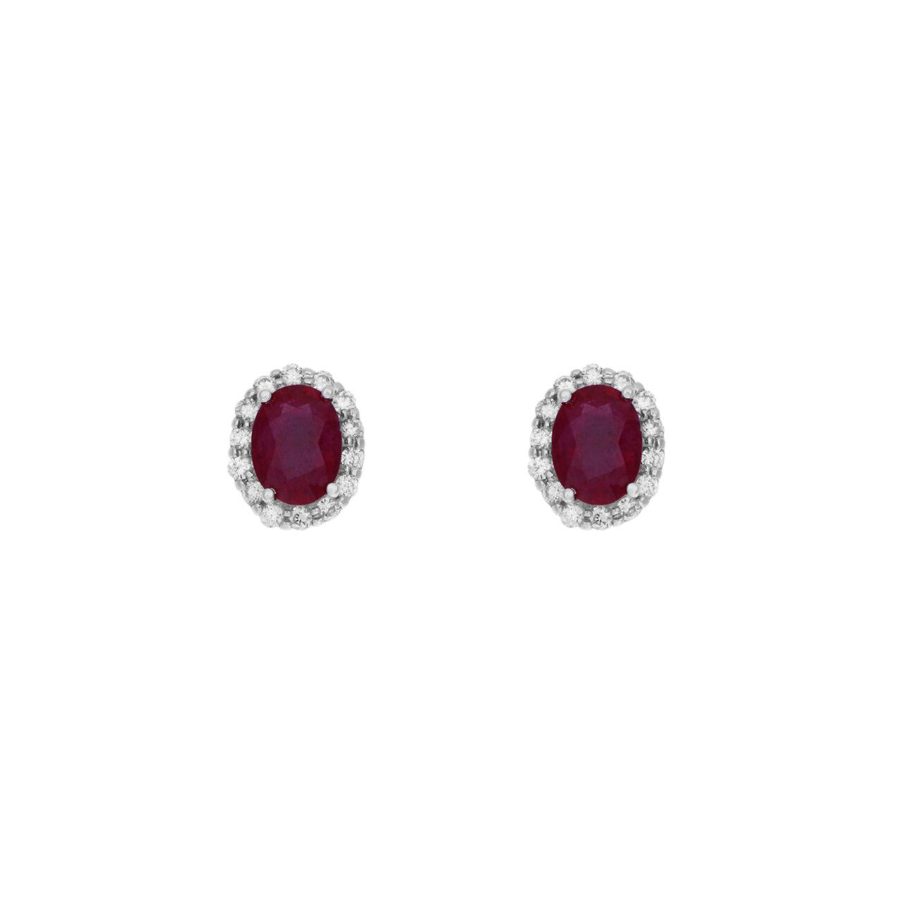 Exclusive 18K White Gold 2.06 Carat Ruby Diamond Earrings — Side View