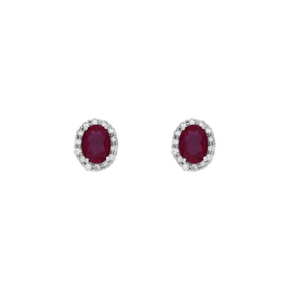 Exclusive 18K White Gold 2.06 Carat Ruby Diamond Earrings — Side View