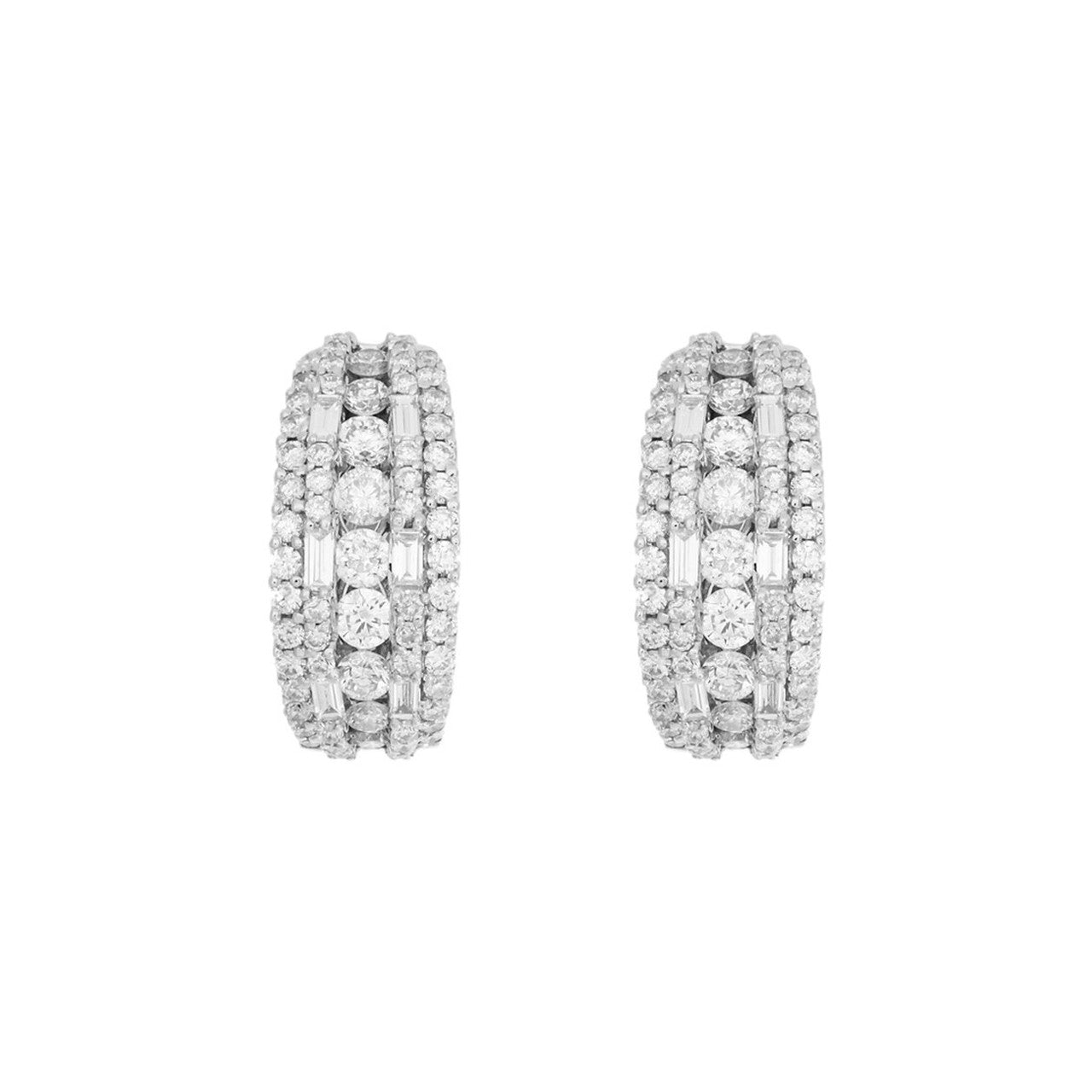 Exclusive 18K White Gold 2.28 Carat Diamond Hoop Earrings — Front View