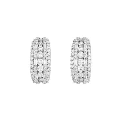 Exclusive 18K White Gold 2.28 Carat Diamond Hoop Earrings — Front View