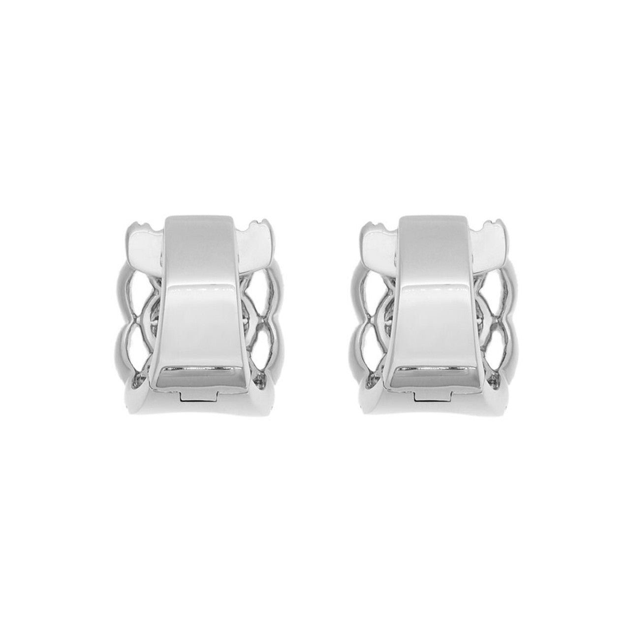 Exclusive 18K White Gold 2.19 Carat Diamond Hoop Earrings — Back View