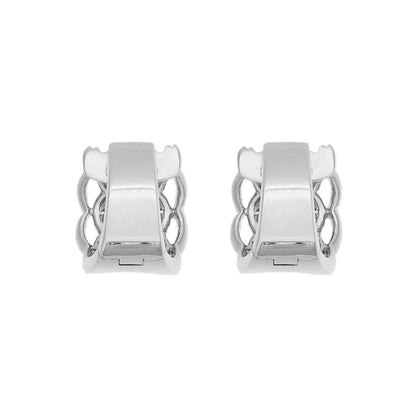 Exclusive 18K White Gold 2.19 Carat Diamond Hoop Earrings — Back View