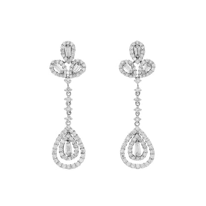 Exclusive 18K White Gold 1.82 Carat Diamond Drop Earrings — Front View