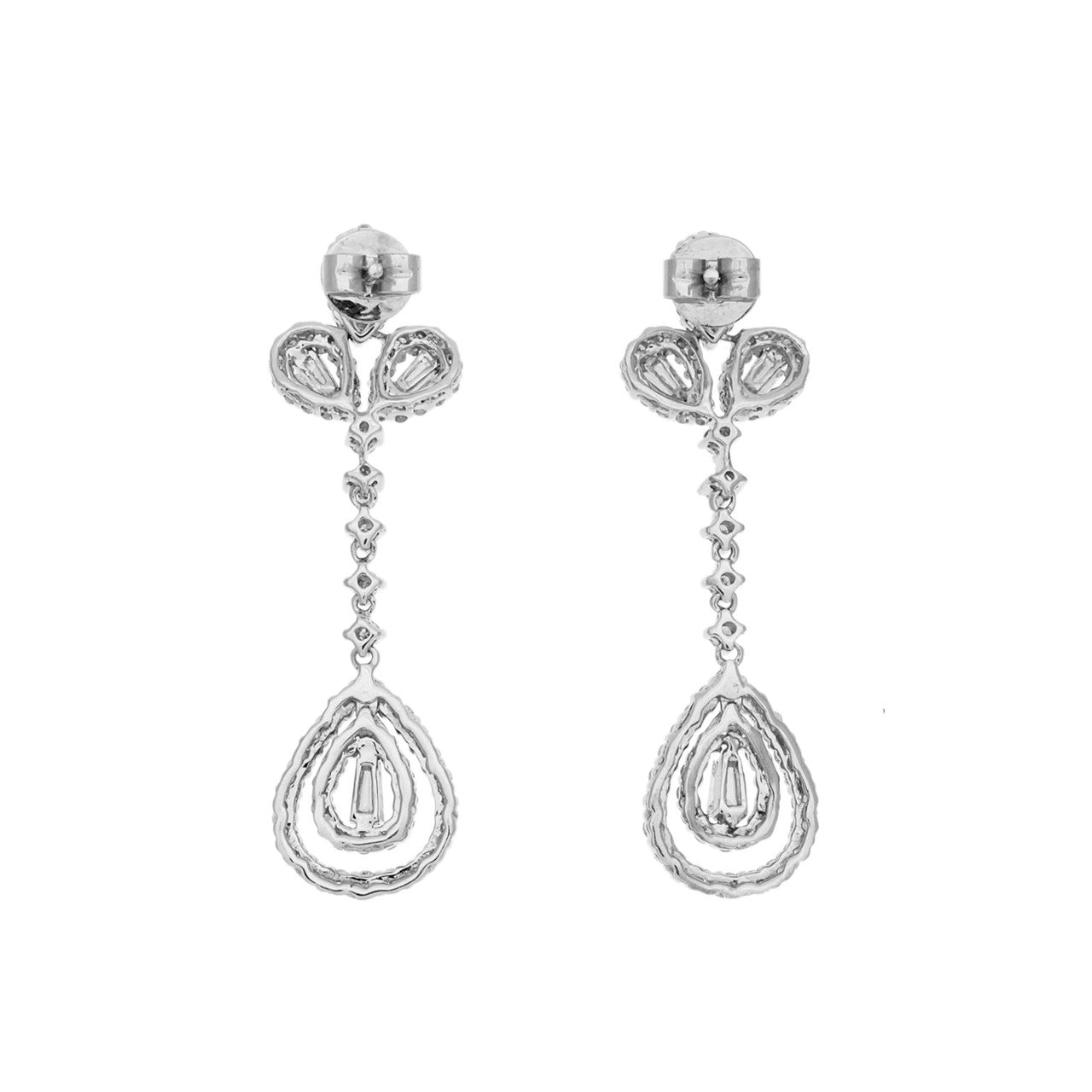 Exclusive 18K White Gold 1.82 Carat Diamond Drop Earrings — Side View