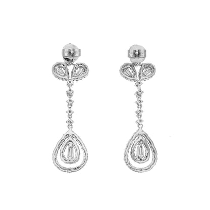 Exclusive 18K White Gold 1.82 Carat Diamond Drop Earrings — Side View