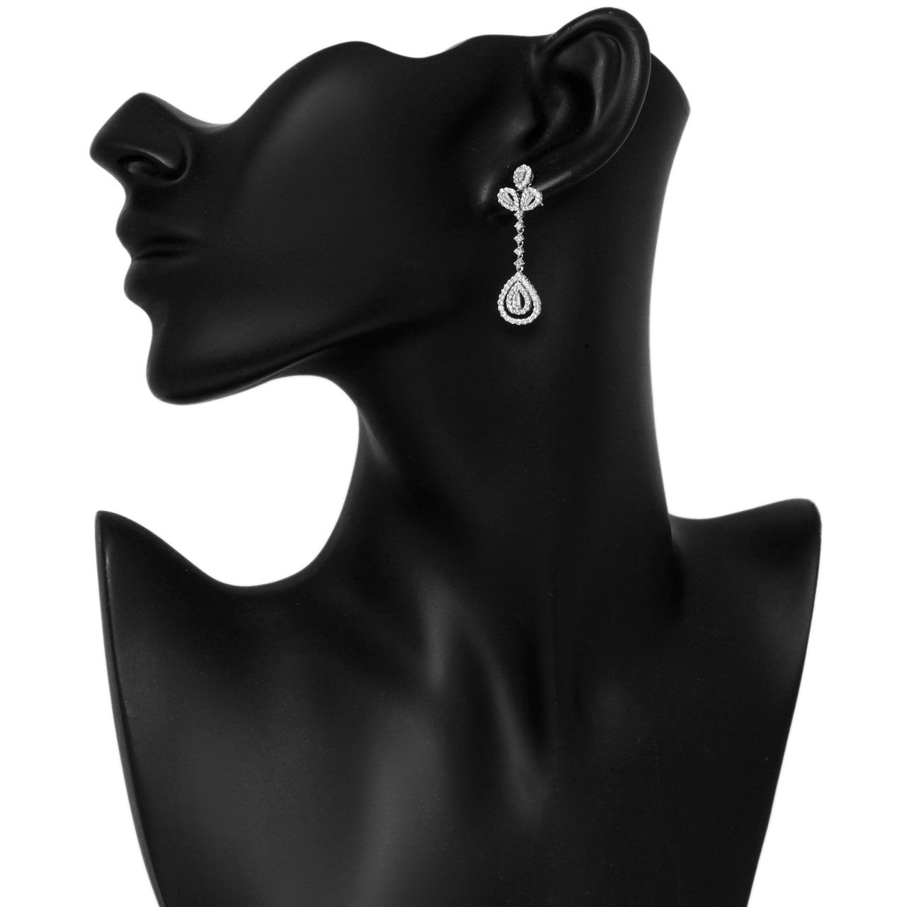 Exclusive 18K White Gold 1.82 Carat Diamond Drop Earrings — Back View