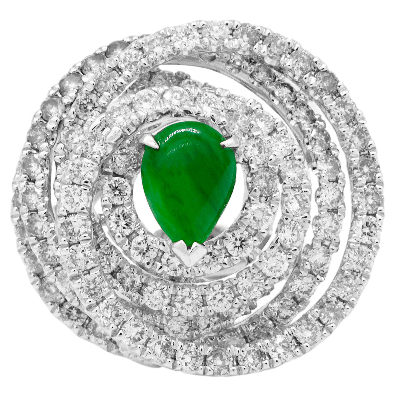 Exclusive 18K White Gold Jadeite 4.08 Carat Diamond Ring — Front View