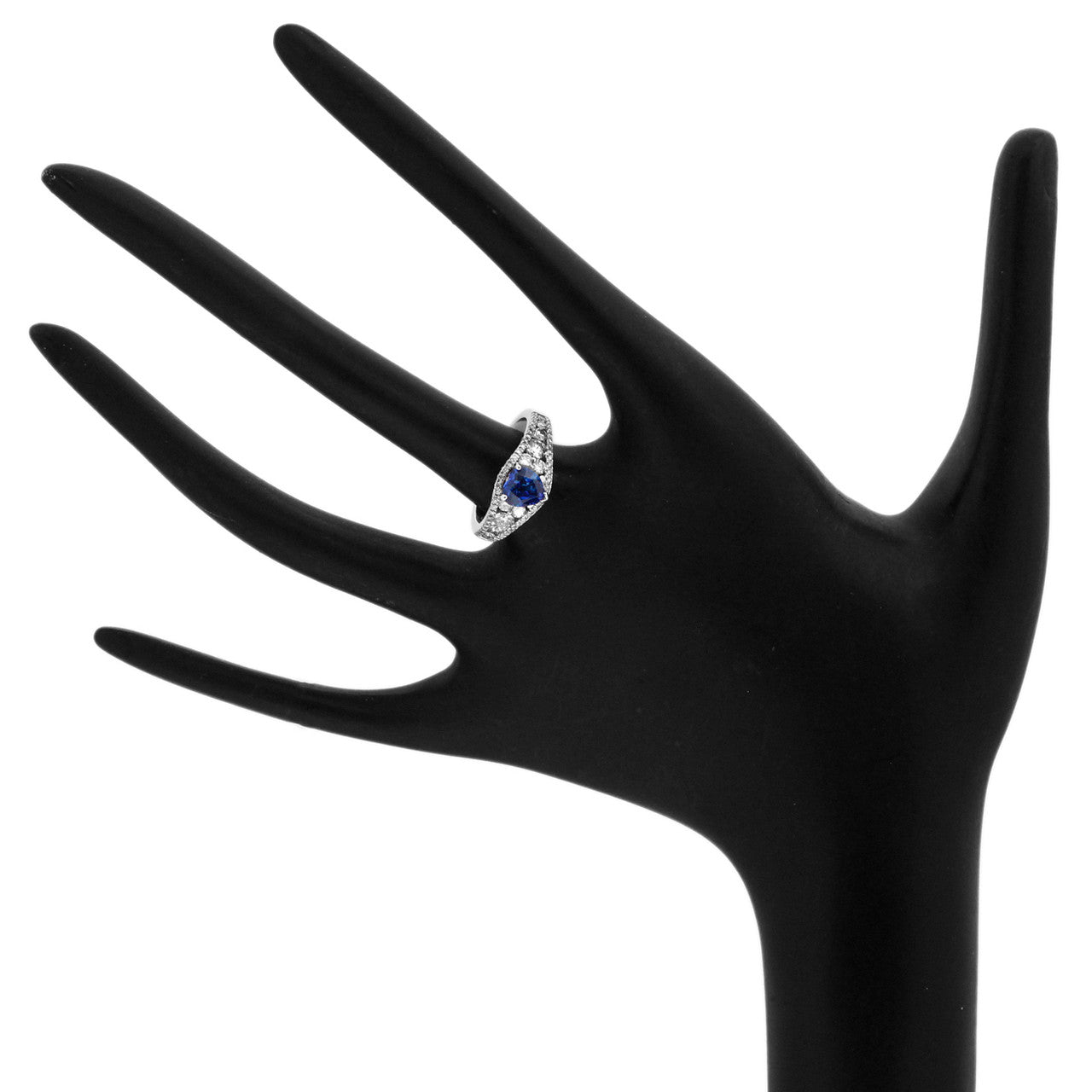 Exclusive 18K White Gold 1.20 Carat Sapphire Diamond Ring — 5.5 — Back View