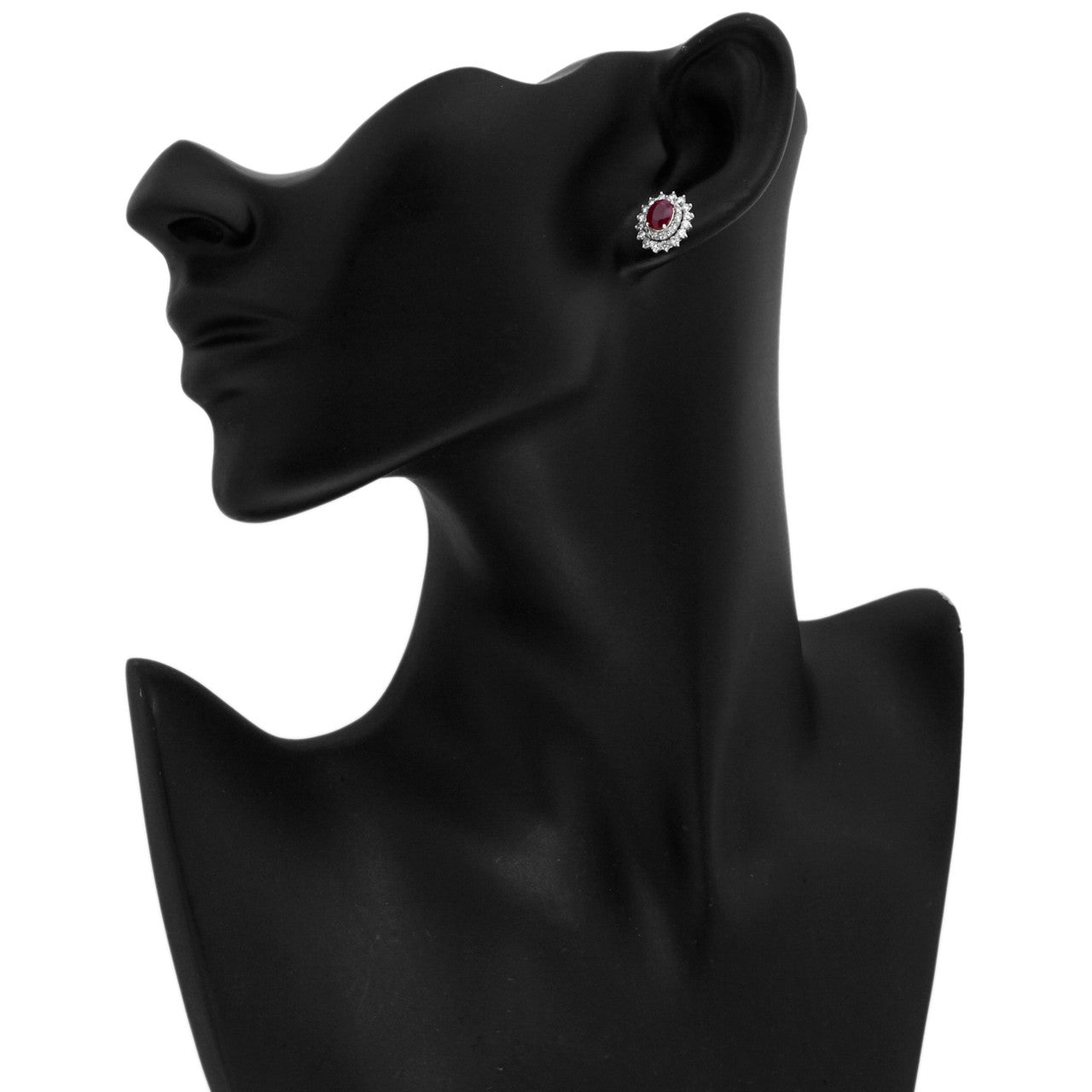 Exclusive 18K White Gold 2.06 Carat Ruby Diamond Earrings — Top View