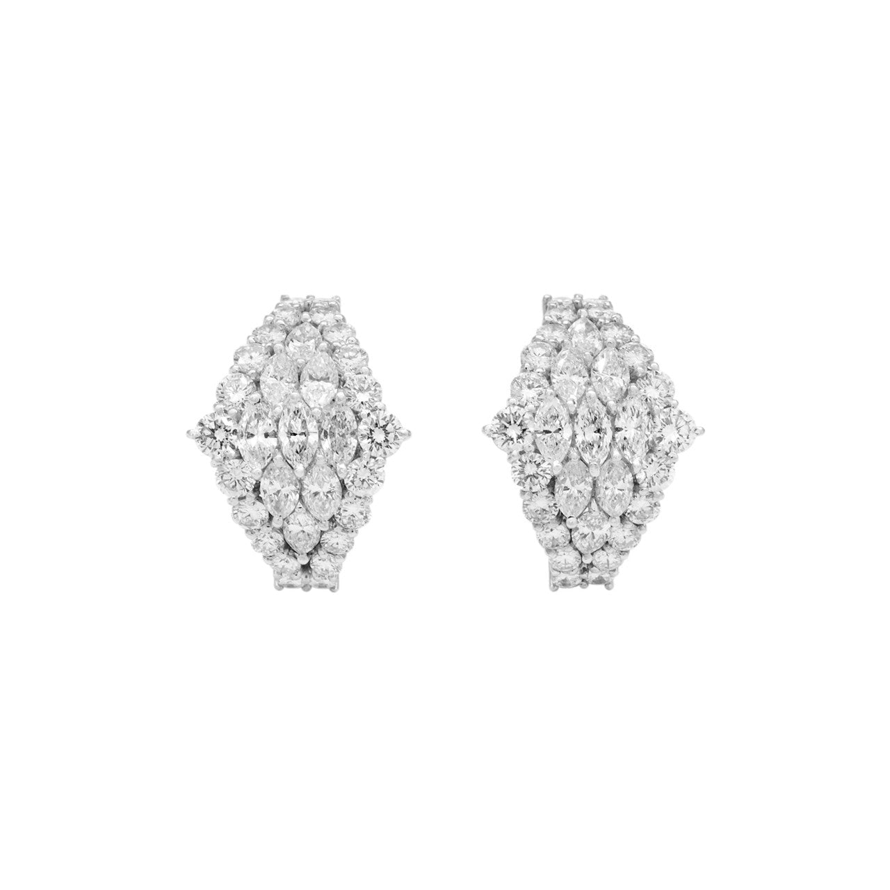 Exclusive 18K White Gold 3.80 Carat Diamond Earrings — Front View