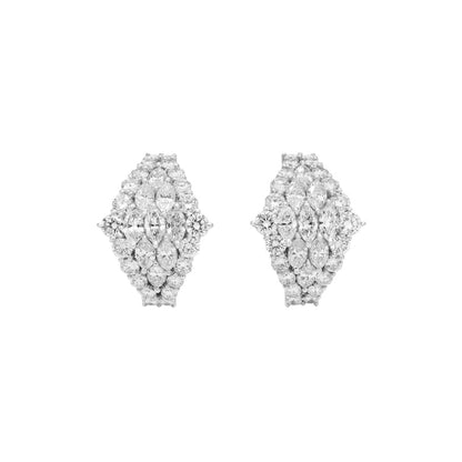 Exclusive 18K White Gold 3.80 Carat Diamond Earrings — Front View