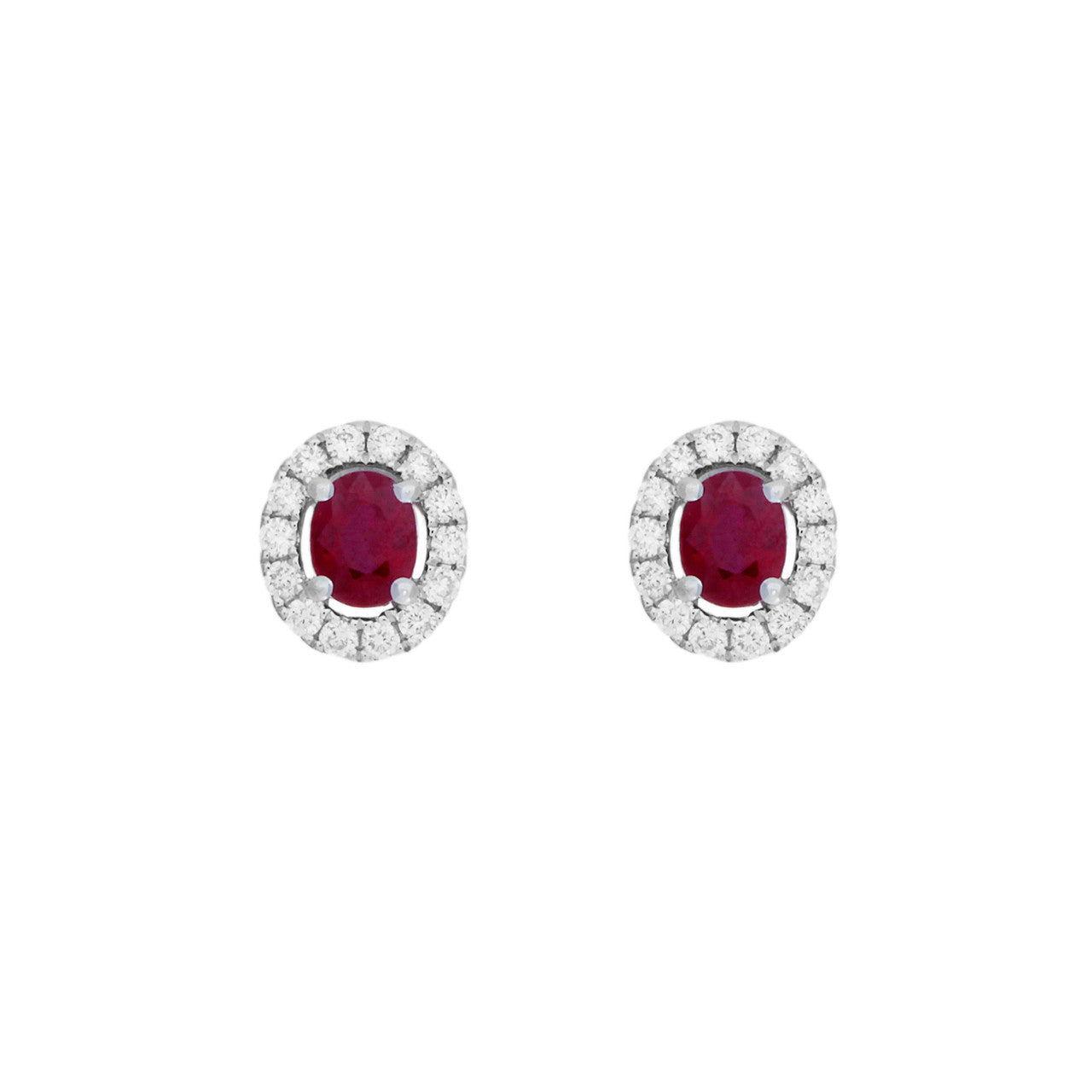 Exclusive 18K White Gold 0.64 Carat Ruby Diamond Earrings — Front View