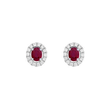 Exclusive 18K White Gold 0.64 Carat Ruby Diamond Earrings — Front View