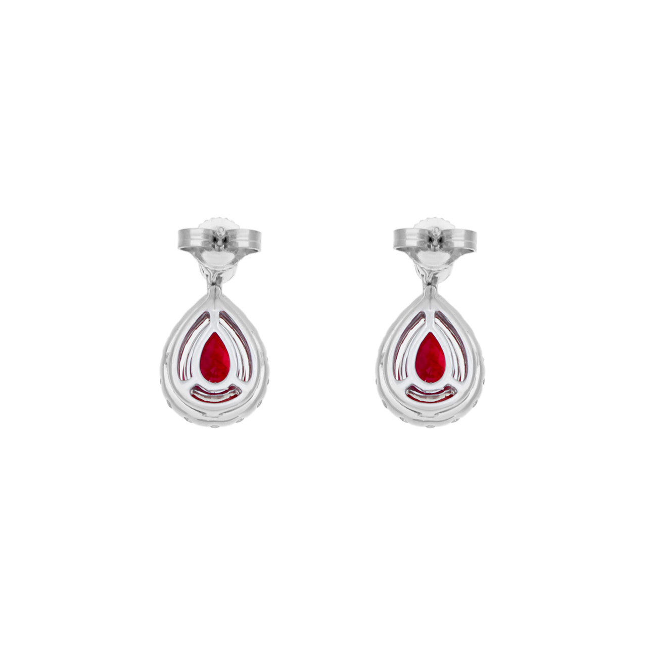Exclusive 18K White Gold 1.76 Carat Ruby Diamond Drop Earrings — Side View