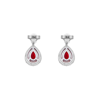 Exclusive 18K White Gold 1.76 Carat Ruby Diamond Drop Earrings — Side View