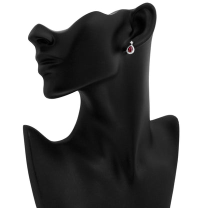 Exclusive 18K White Gold 1.76 Carat Ruby Diamond Drop Earrings — Back View