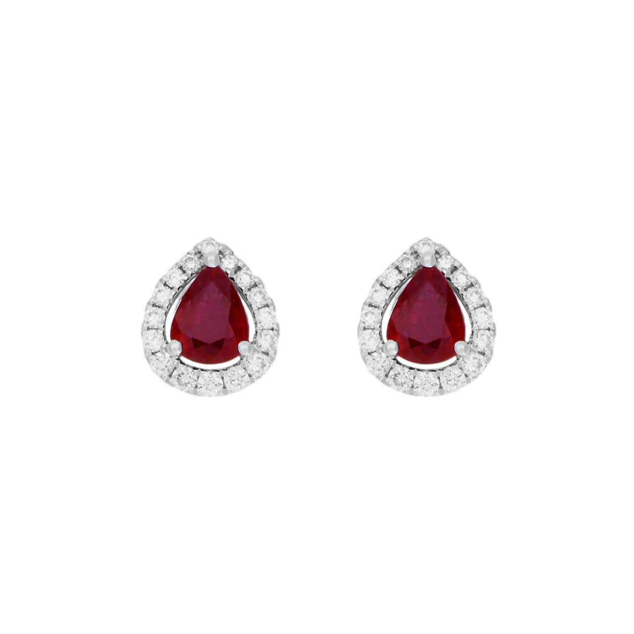 Exclusive 18K White Gold 1.58 Carat Ruby Diamond Earrings — Front View