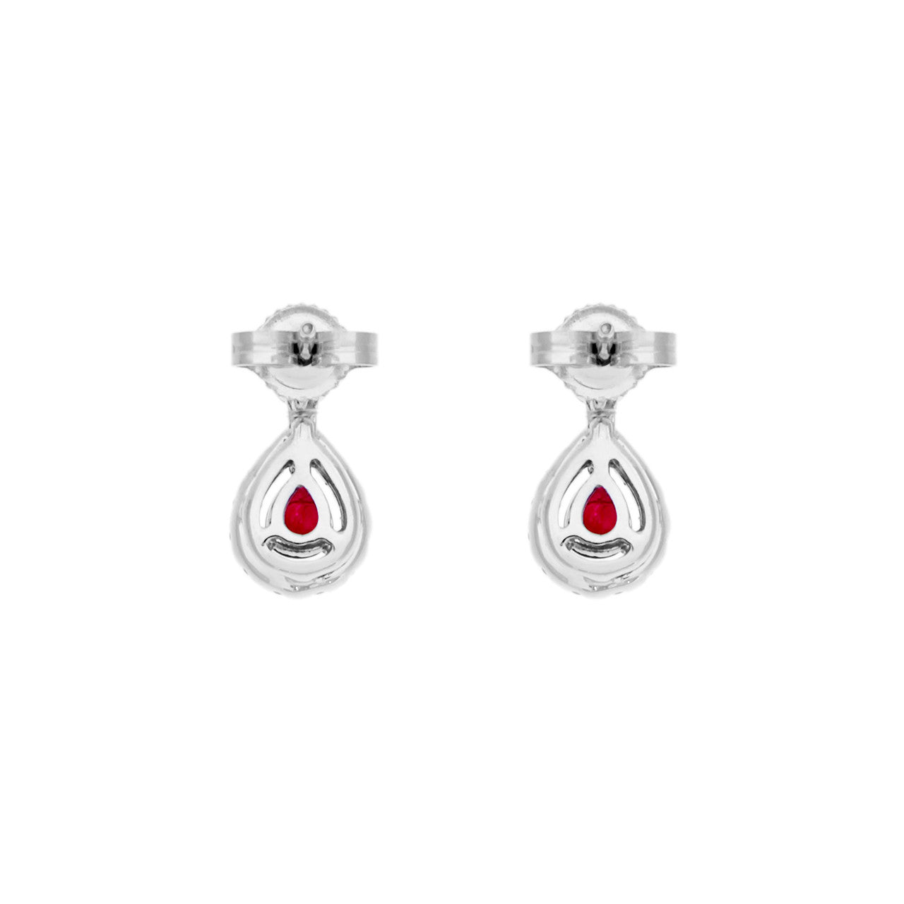 Exclusive 18K White Gold 0.56 Carat Ruby Diamond Drop Earrings — Side View