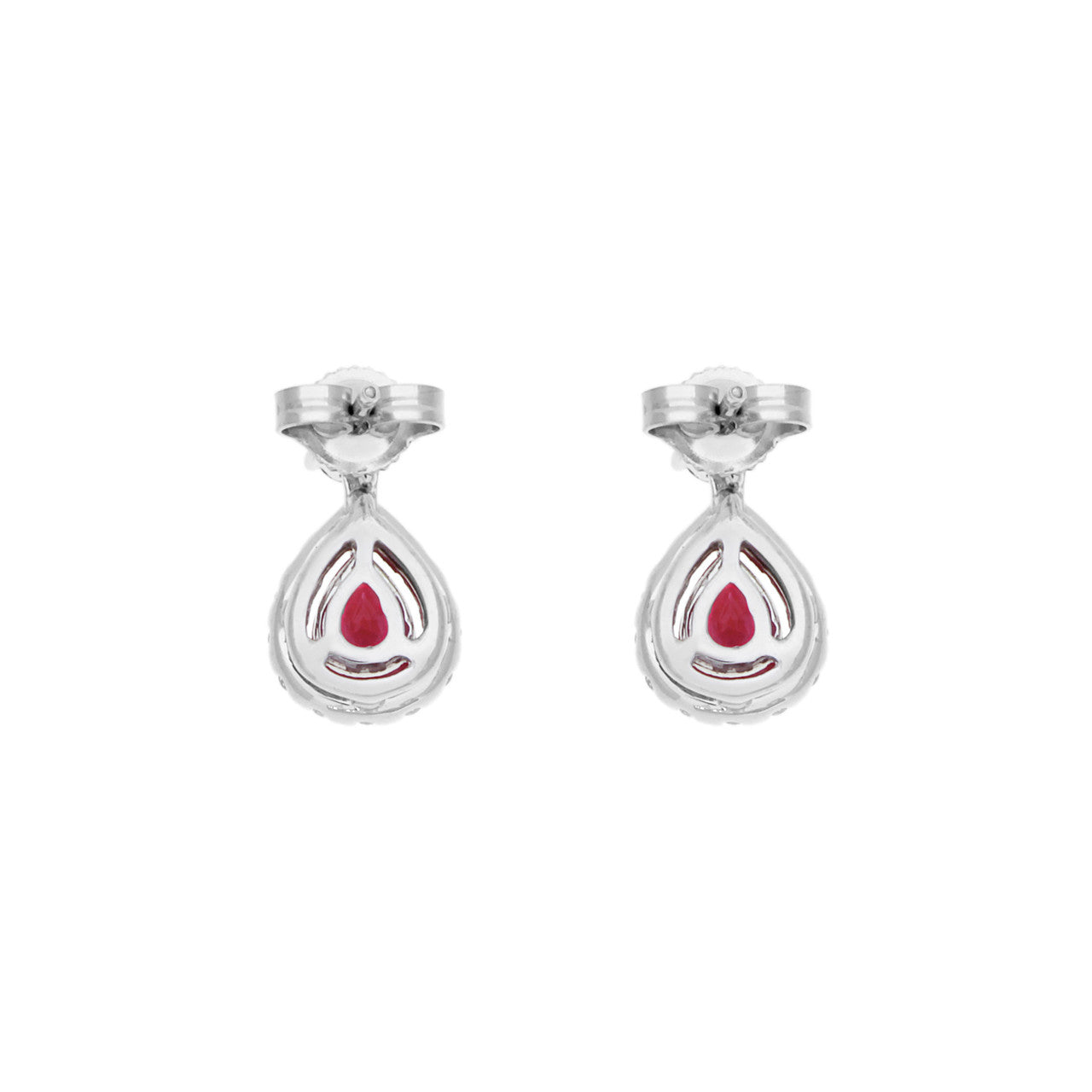 Exclusive 18K White Gold 0.82 Carat Ruby Diamond Drop Earrings — Side View