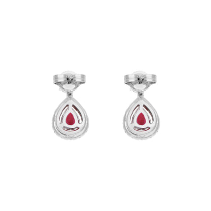 Exclusive 18K White Gold 0.82 Carat Ruby Diamond Drop Earrings — Side View