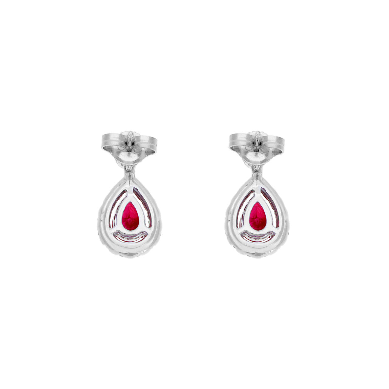 Exclusive 18K White Gold 1.04 Carat Ruby Diamond Drop Earrings — Side View