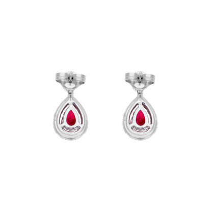 Exclusive 18K White Gold 1.04 Carat Ruby Diamond Drop Earrings — Side View
