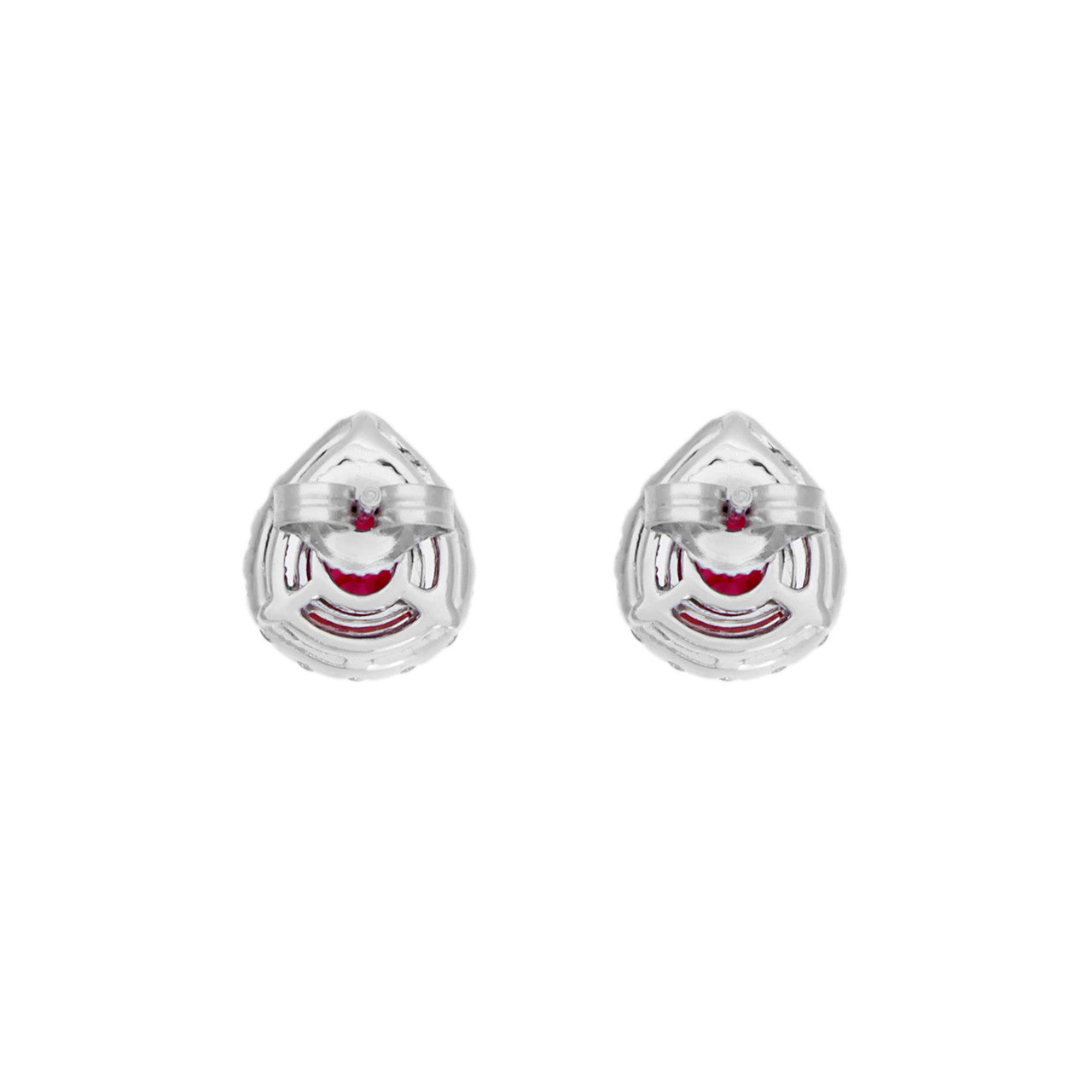 Exclusive 18K White Gold 1.58 Carat Ruby Diamond Earrings — Side View