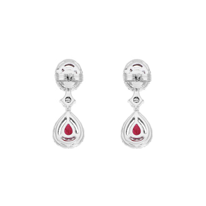 Exclusive 18K White Gold 1.34 Carat Ruby Diamond Drop Earrings — Side View