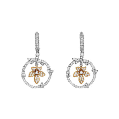 Exclusive 18K White & Rose Gold 1.34 Carat Diamond Drop Earrings — Front View