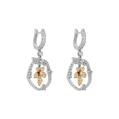 Exclusive 18K White & Rose Gold 1.34 Carat Diamond Drop Earrings — Side View