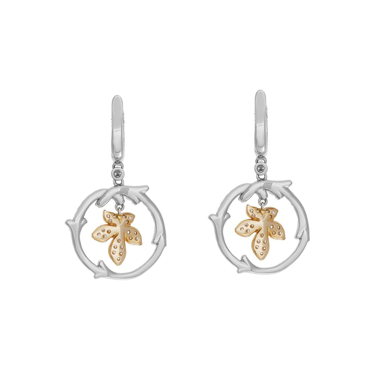 Exclusive 18K White & Rose Gold 1.34 Carat Diamond Drop Earrings — Back View