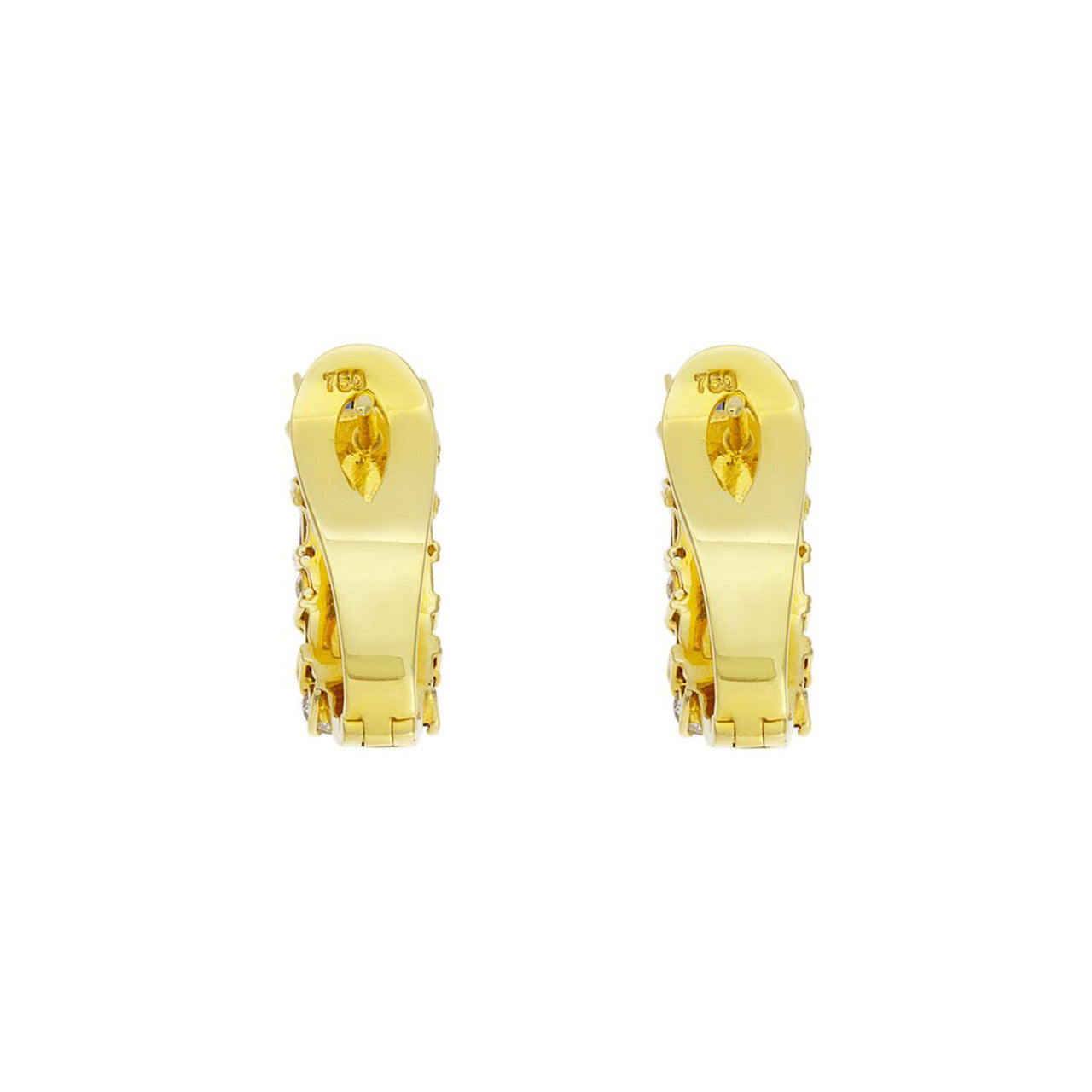 Exclusive 18K Gold Sapphire Ruby Emerald Diamond Earrings — Side View